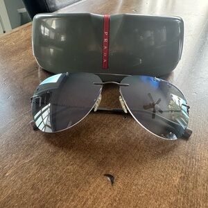 Prada Aviator Sunglasses in Gray with Case
